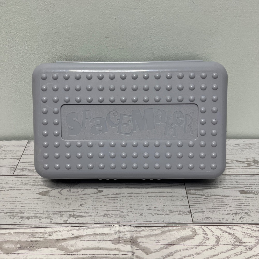 Vintage SpaceMaker Pencil Box Gray Black Plastic School Supply Case Made in USA